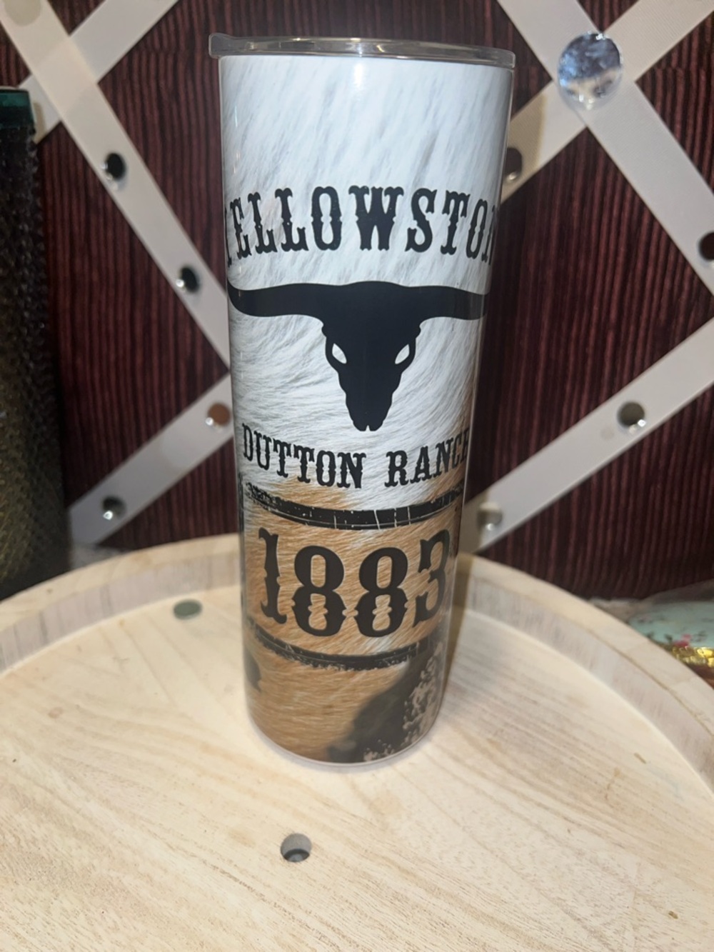 Yellowstone Button Ranch 1883 Tall Tumbler - White, Black, Brown